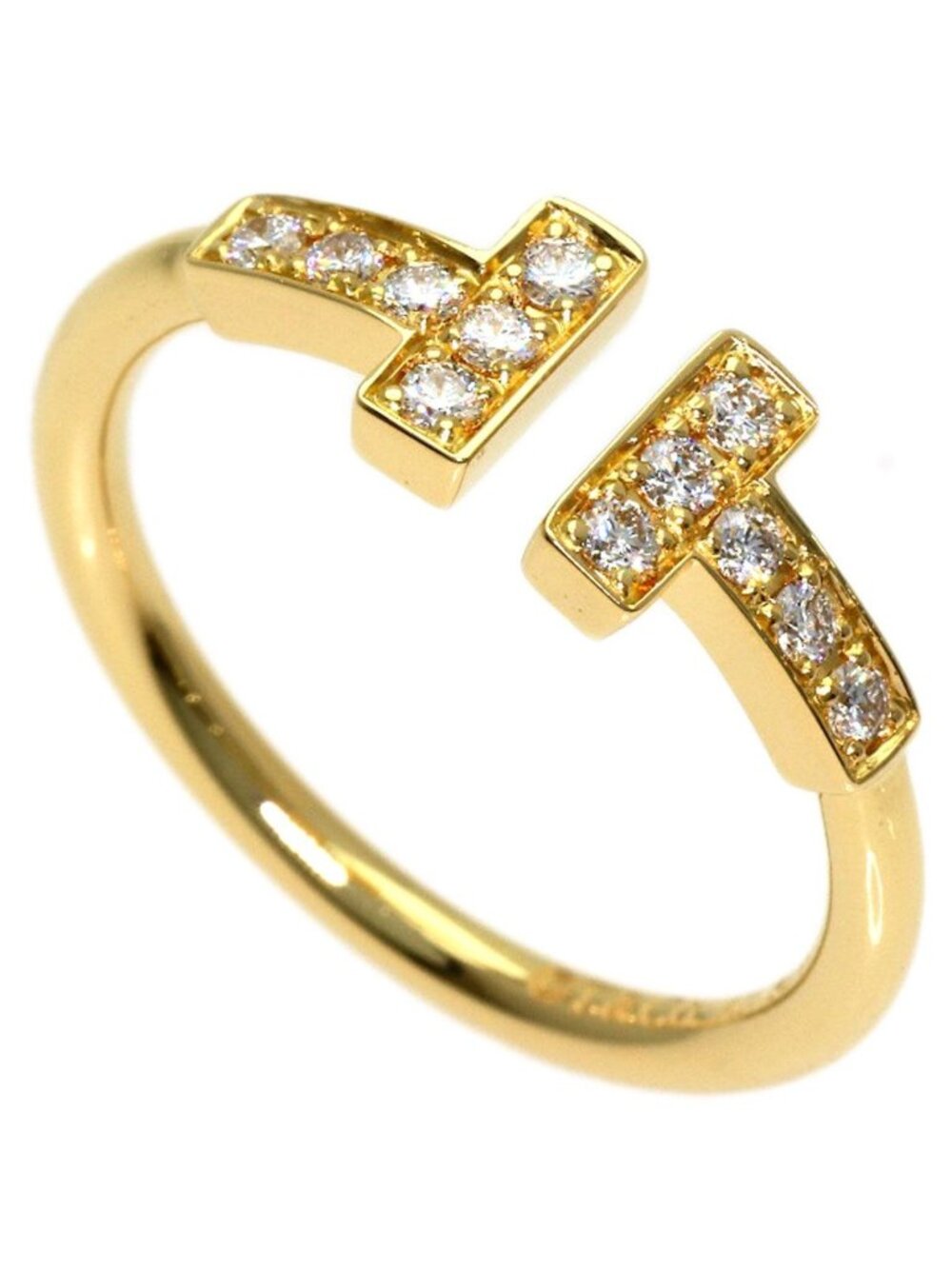 Tiffany & Co T Wire Diamond Ring 18k Yellow Gold